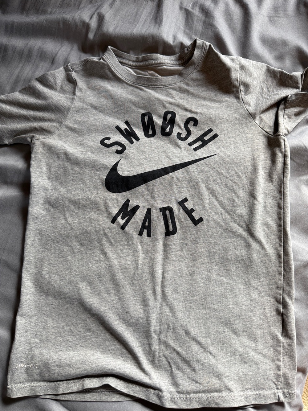 Nike Gray Tee with Black Swoosh 'Swoosh Made' Graphic